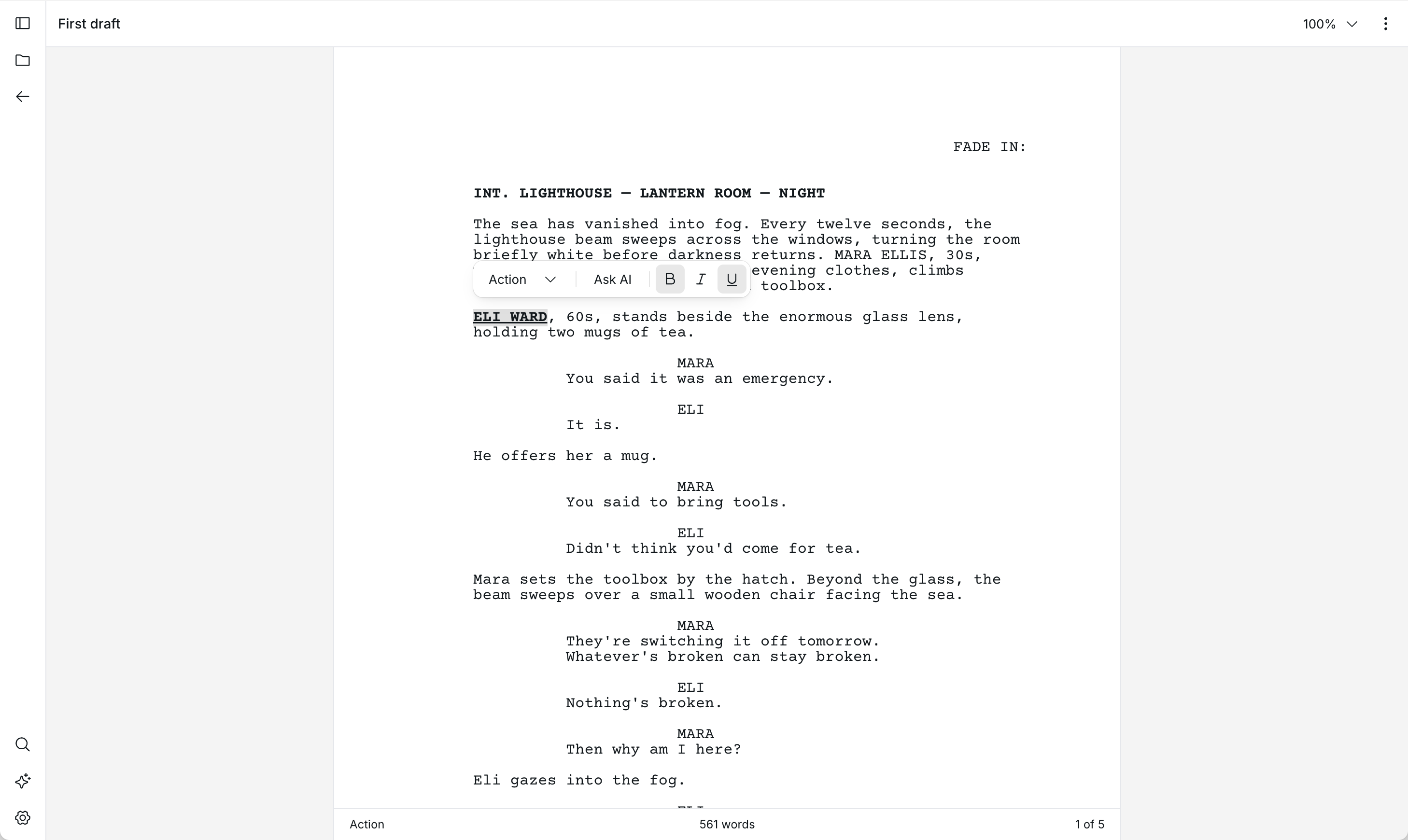 Scriptor screenplay editor